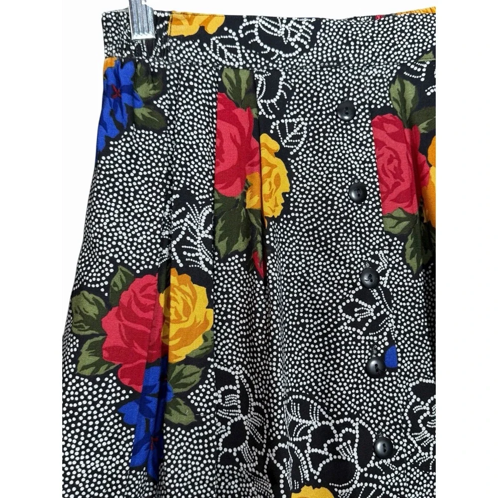 Vintage 90's Maxi Skirt 12 Floral Cottagecore Boho‎ Button Front Nolan USA